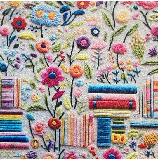 3d Embroidery Books and Flowers