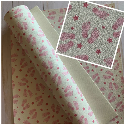 Baby Feet Pink Printed Vinyl 12x53"