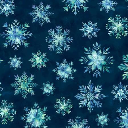 Beyond The Pines - Midnight Blue Snowflakes Minky 12 Inch repeat # 3691MK-77
