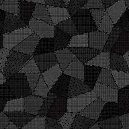 Black Patchwork Quilt Flannel # F11310M-J