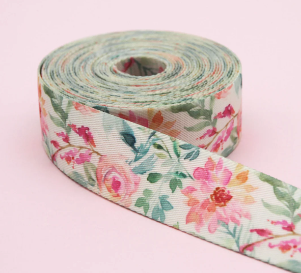 Blooming Elegance - Printed Webbing - 1" - WPR-107-100-Y6