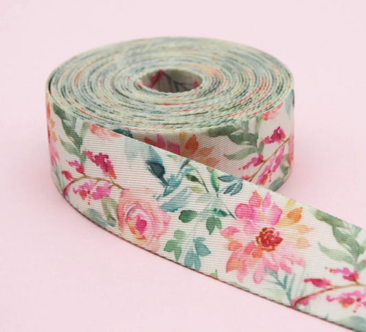 Blooming Elegance - Printed Webbing - 1" - WPR-107-100-Y6