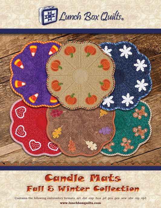 Candle Mats Fall and Winter Collection Applique Machine Embroidery Designs # EC-CA1-DD