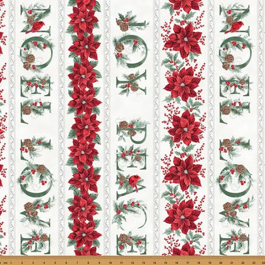 Christmas Splendor Border- Winter Cherry Silver - 27780-441