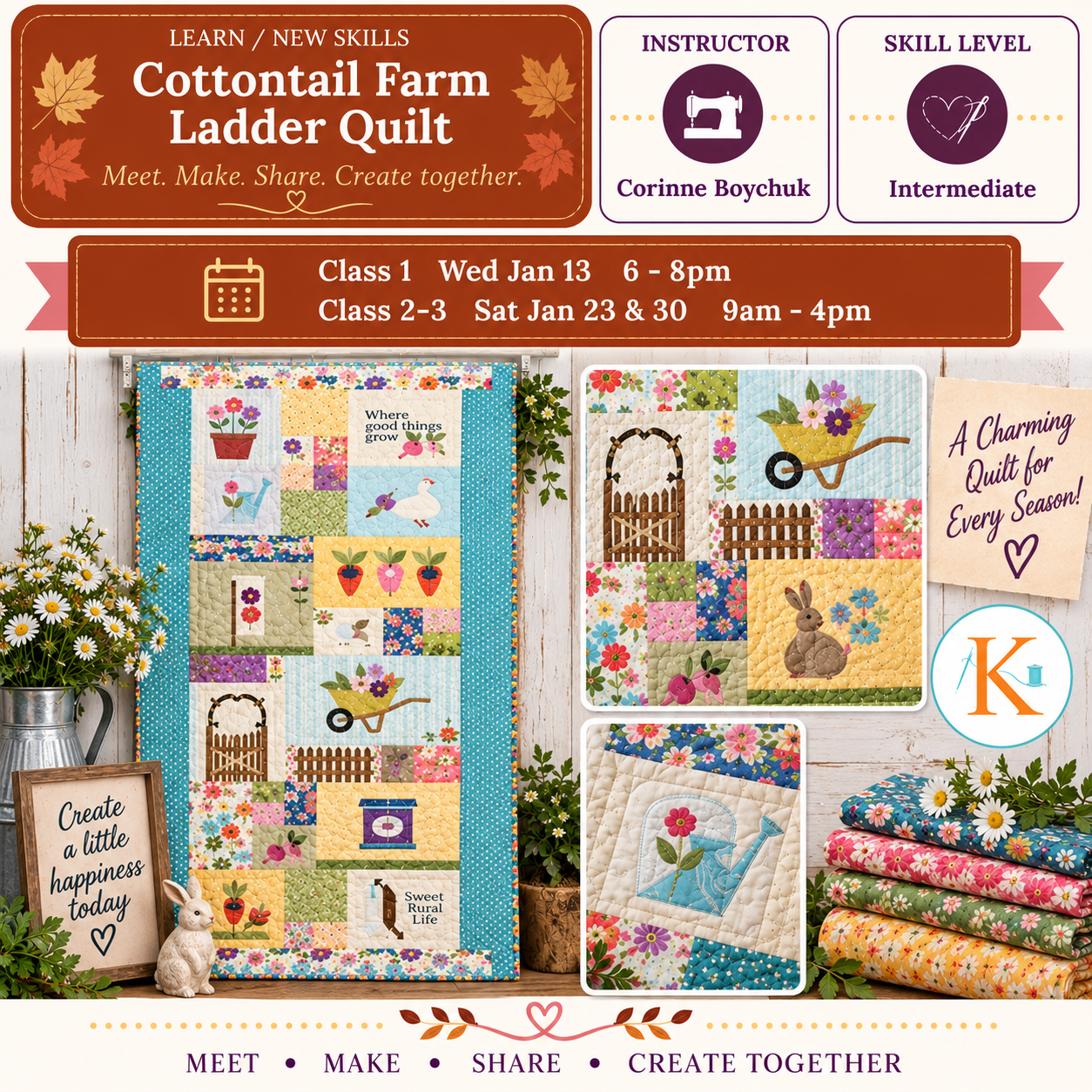 Cottontail Farm Ladder Quilt - Wed Starts Jan 13 @6pm