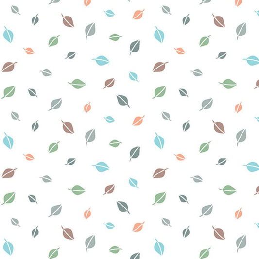 Cozy Forest Comfort Flannel - Forest Leaves - White - 14712F-09
