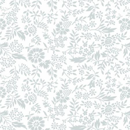 Cream & Sugar XII White on White Stylized Leaves & Vines - 8012S-01W
