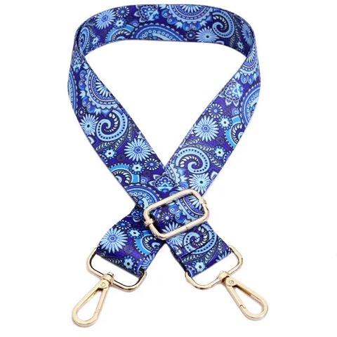 Crossbody Strap 1.5" Blue Floral