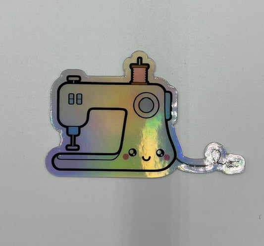 Cute Sewing Machine Sticker - Holographic