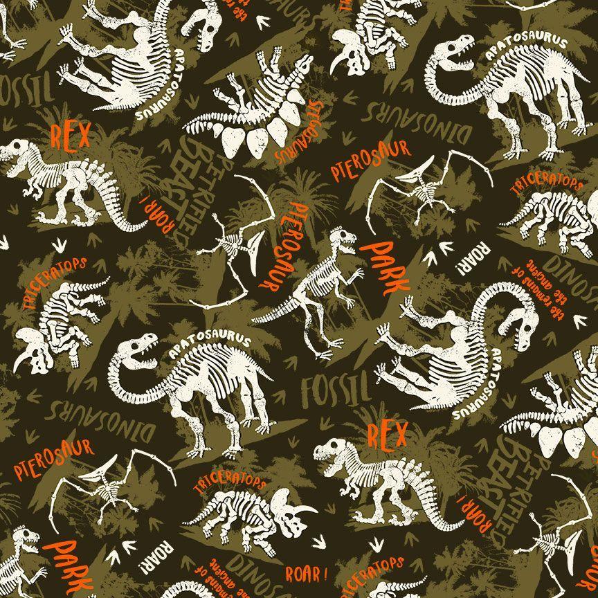 Dinosaur Dig - Skeletons - Green - 3509-Camo