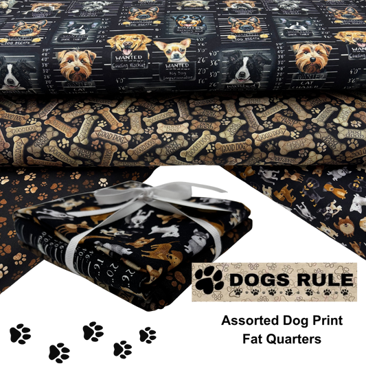 Dogs Rule - Assorted Dog Print Fat Quarters - 4 pack