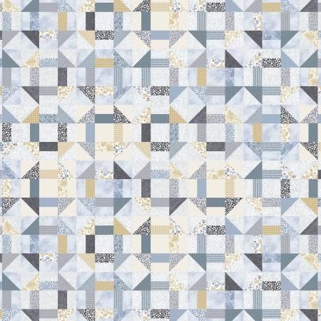 Farmhouse Fixer Upper - Steel Blue Churndash Cheater Quilt # 8701S-19