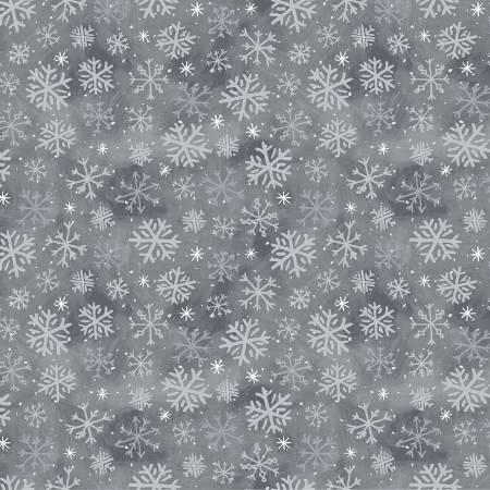 Gray Snowtime Flannel Snowflakes # Y4557-6