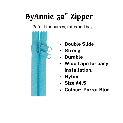 Handbag Zipper 30in Double-Slide - Parrot Blue # ZIP30-214