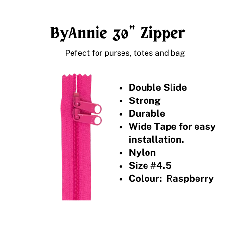 Handbag Zipper 30in Double-Slide - Raspberry # ZIP30-252