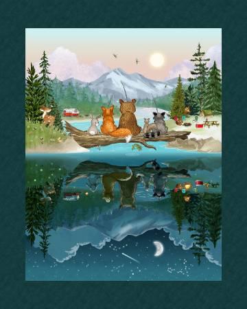 Happy Camper Panel - Dark Teal/Green Minky # 2742PMK-76