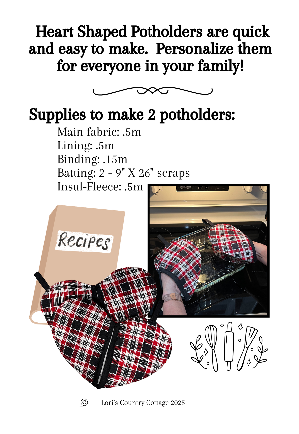 Heart Shaped Potholders - Digital Download
