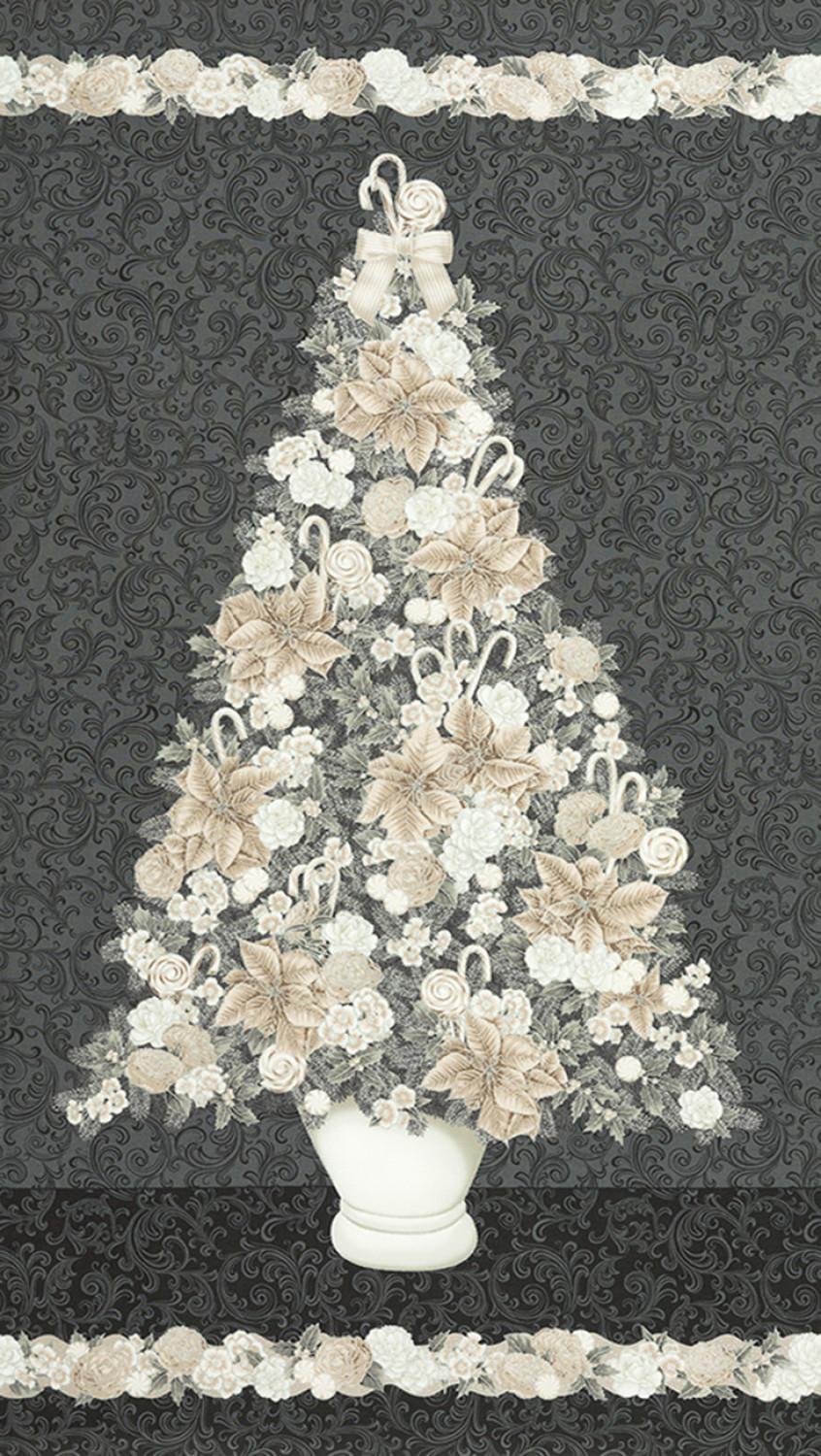 Holiday Flourish - Peppermint Twist - Panel - 22944-305 Graphite
