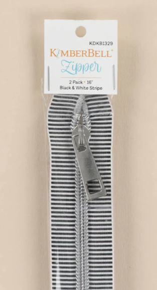 Kimberbell 16" Black & White Striped Zipper, Pack of 2 KDKB1329
