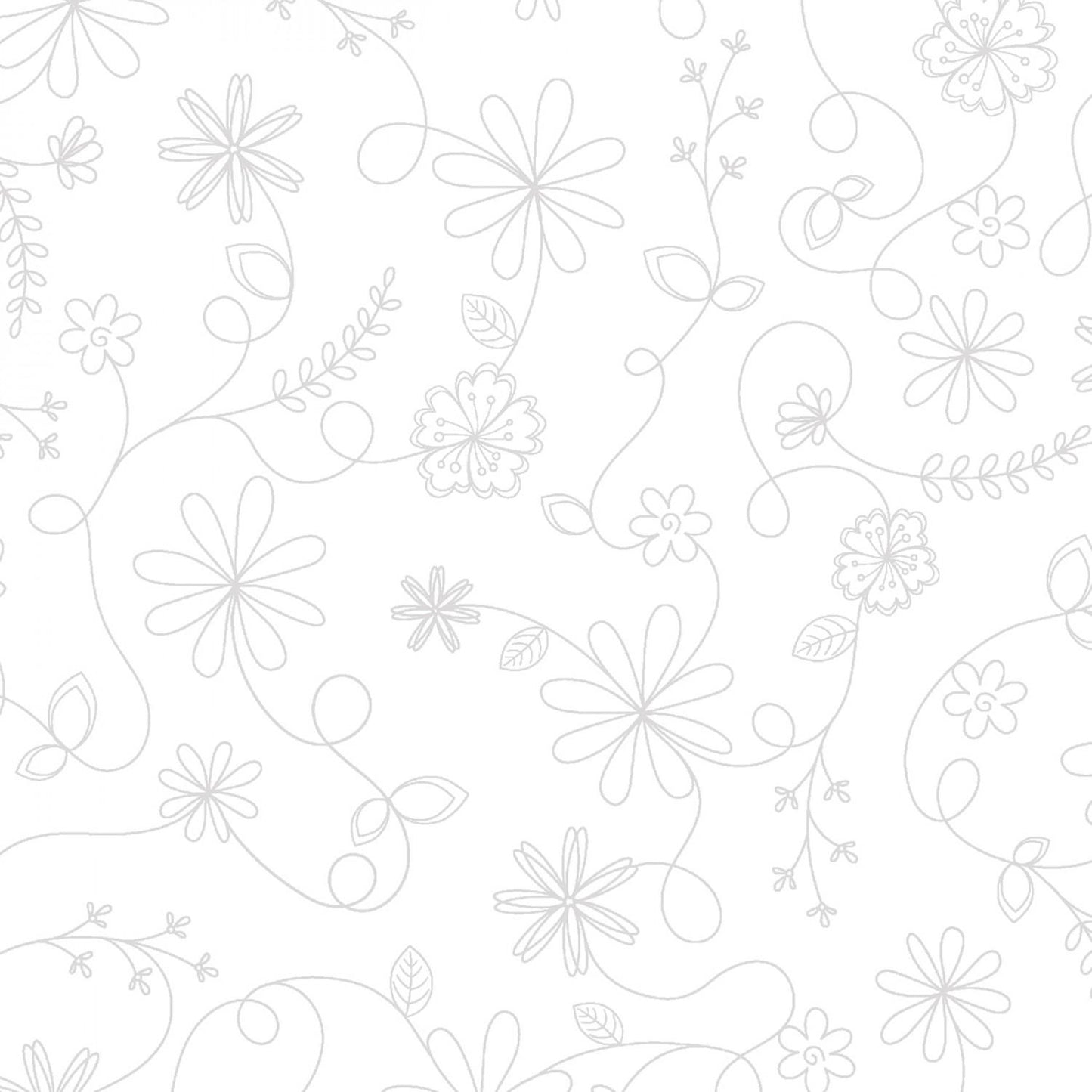 Kimberbell Basic - White On White - Swirl Floral - 8261-WW