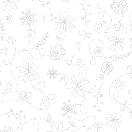 Kimberbell Basic - White On White - Swirl Floral - 8261-WW