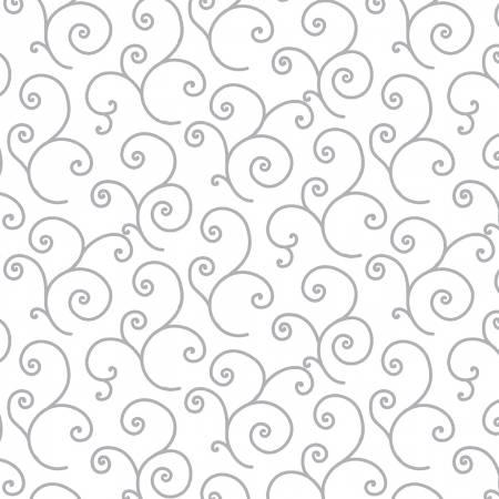 Kimberbell Basics - White/Grey Scroll # 8243M-WK