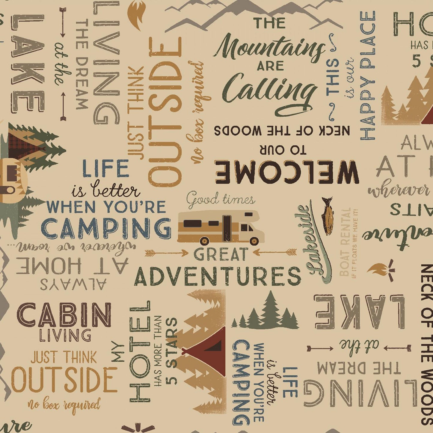 Living the Dream - Light Caramel Flannel Words # Y4536-64