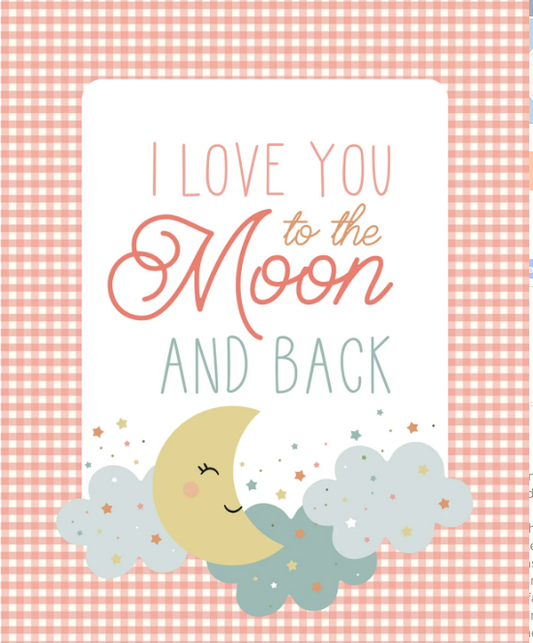 Love You To The Moon Flannel - Panel - 36.5inch - F18277R-Coral