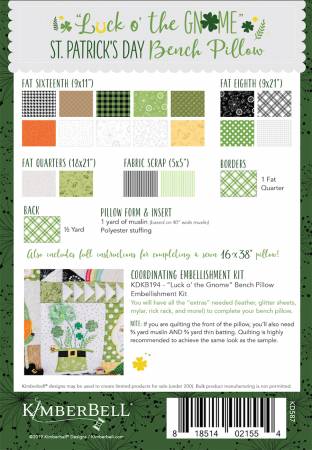 Kimberbell - Luck O The Gnome Bench Pillow Machine Embroidery CD -KD587