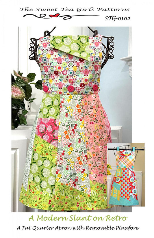 Modern Slate on Retro - A Fat Quarter Apron with Removable Pinafore # STG0102