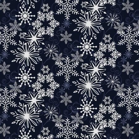 Navy Snowflakes 4 Inch repeat # 2089-77