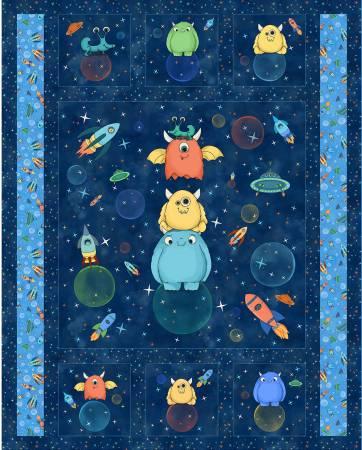 Navy Space Monsters Minky 60in # MK10927M-NZ