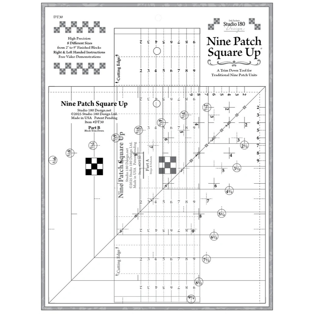 Nine Patch Square Up - 2 Part Set - 9.5" Square & 3x5" x 12"