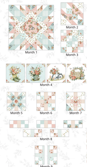 Nottingham Rose Block of the Month - Full Kit Purchase - Starts end of March 2027 - Pre-Order