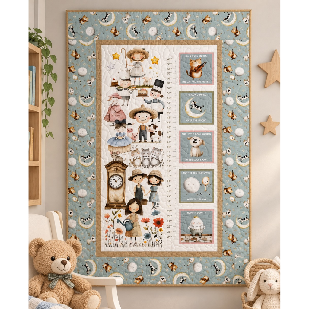 Nursery Rhyme Growth Chart - Green - Baby Quilt Kit