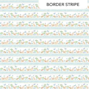 Peas in a Pod Flannel - Border Stripe Blue - F29035-41