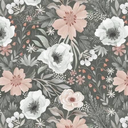 Petals & Pewter - Large Flowers - Gray - BQ4566-95