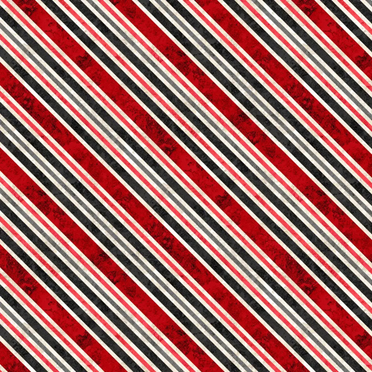 Poinsettia Radiance - Diagonal Stripe - Red/Black - LMW110-11-307