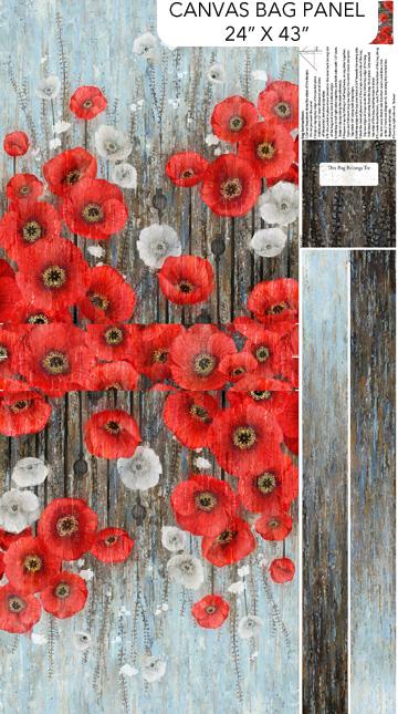 Poppy Meadow - Tote Bag Panel - Charcoal Multi - C29093-97