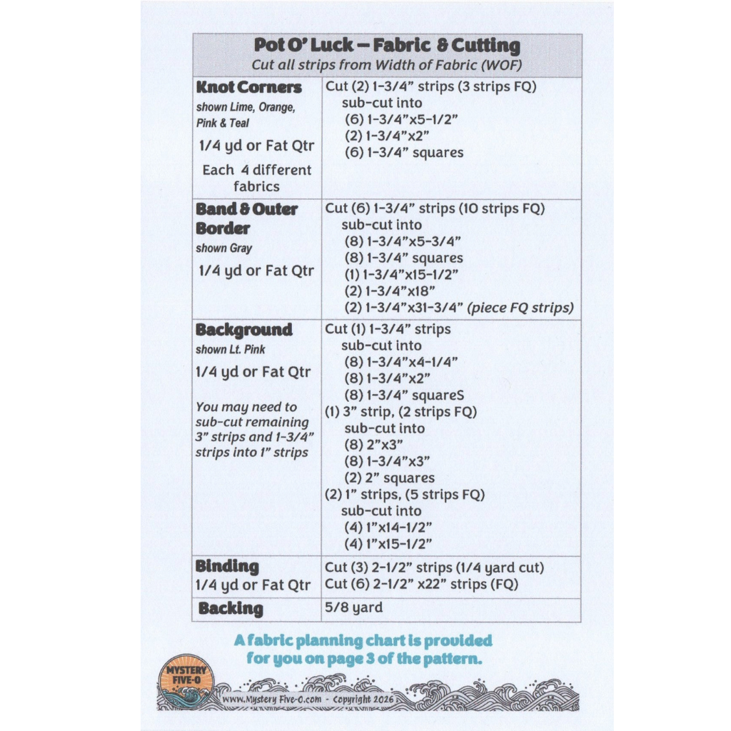 Pot O' Luck Table Runner Pattern - Downloadable