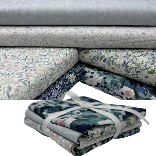 Primavera Dusty Blue Fat Quarter Bundle - 6 pack