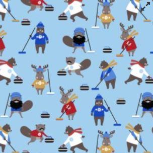 Purely Canadian Flannel - Criters Curling - 22579-63 Sky