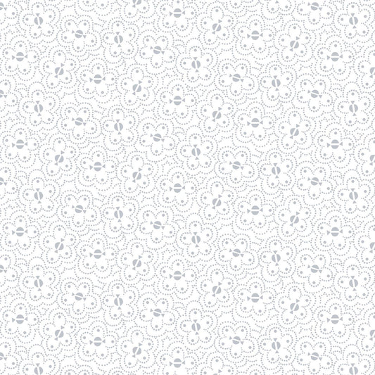 Quilter's Flour 6 - White on White Dotted Flowers # 1682-01W