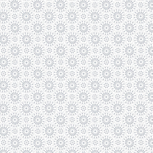 Quilter's Flour 6 - White on White Geometric Circular Floral # 1697-01W