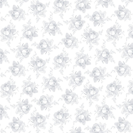 Quilter's Flour 6 - White on White Stylized Rose # 1693-01W