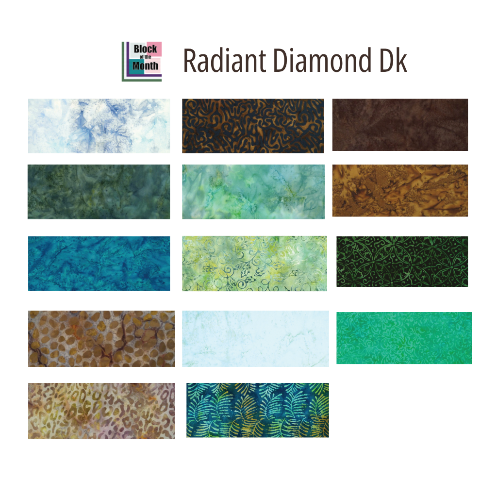 Radiant Diamond Block of the Month - Dark - Fat Quarter Insurance Bundle - 14 pack