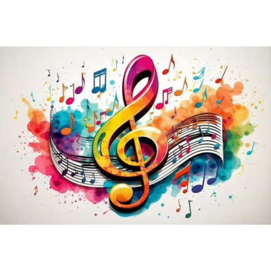 Rainbow treble clef notes 20x13.5in Panel # MAD-009