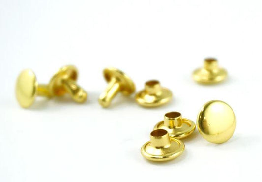 Rivets, Double Cap - Medium (9mm Cap) - Gold RIV9mmx8mm-GO/50