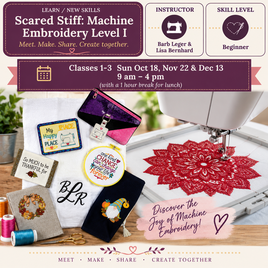 Scared Stiff: Machine Embroidery Level 1 - Starts Sun Oct 18 @9am