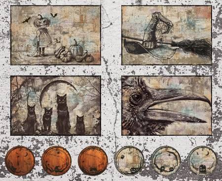 Scary Spice - Sepia Placemat Project Panel 12 x 18 Inch and 6 Inch labels/mugrugs 36 Inch